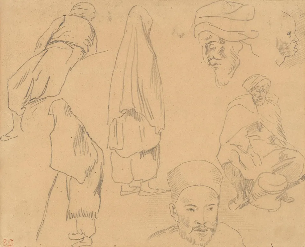 Four Figure Studies Of Bedouins And Three Of Head Studies