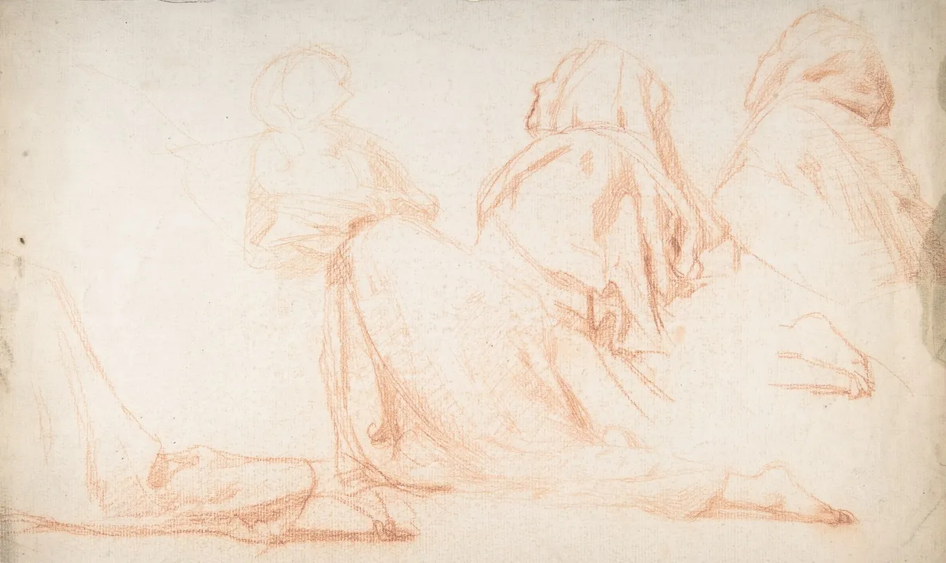 Four Figures Kneeling In Supplication Wall Art by Alexandre Laemlein - High-Resolution Digital Print