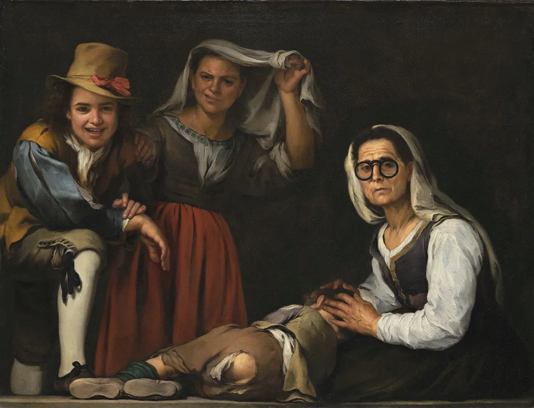 Four Figures On A Step Wall Art by Bartolomé Estebán Murillo - High-Resolution Digital Print