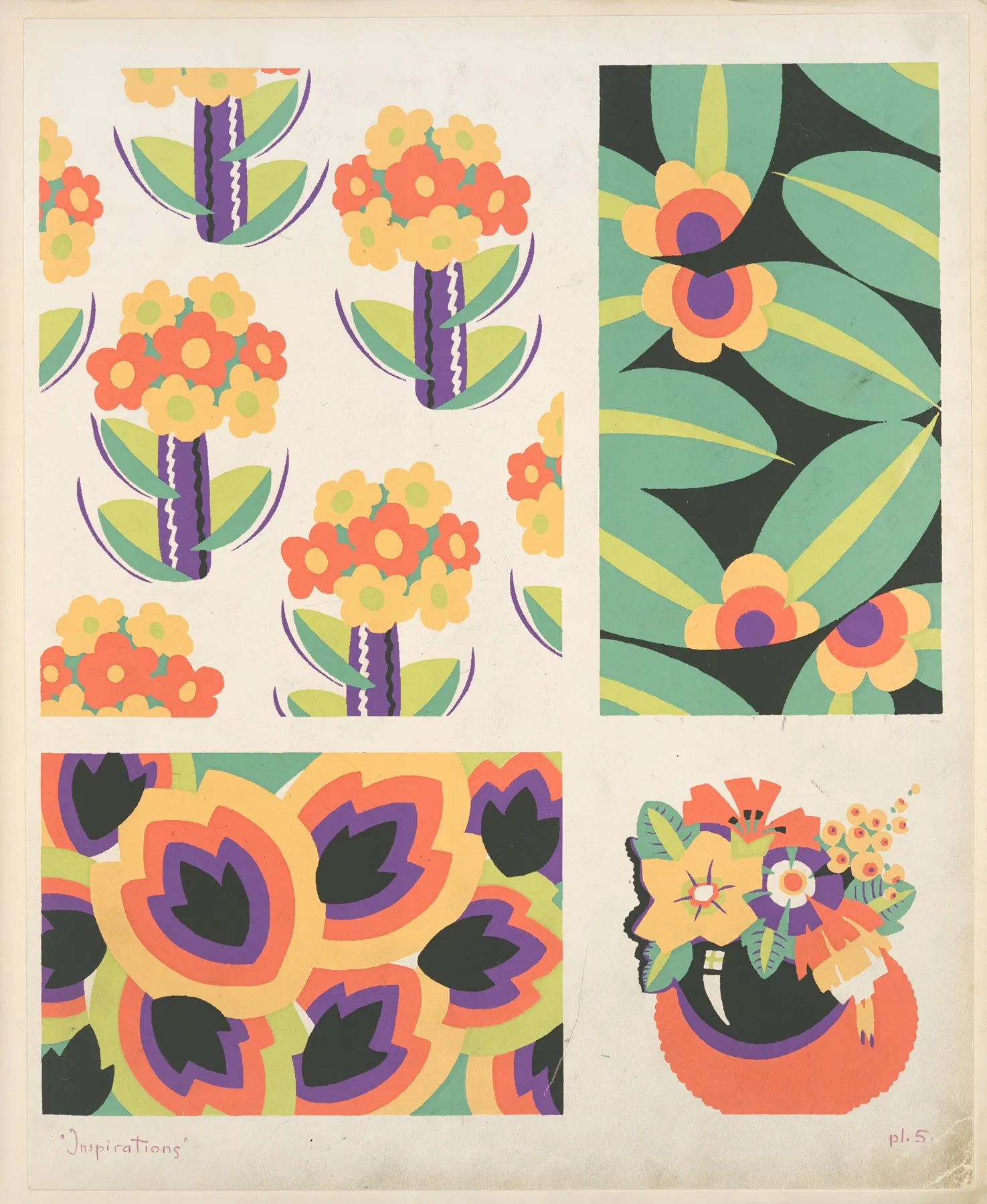 Four Floral Compositions Wall Art by André Durenceau - High-Resolution Digital Print