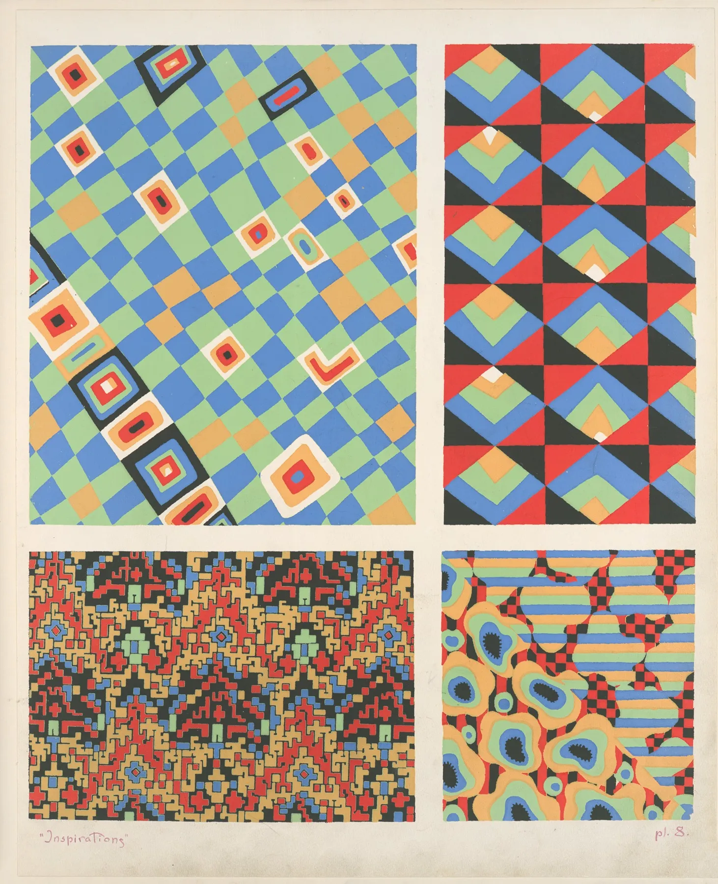 Four Geometric Compositions Wall Art by André Durenceau - High-Resolution Digital Print