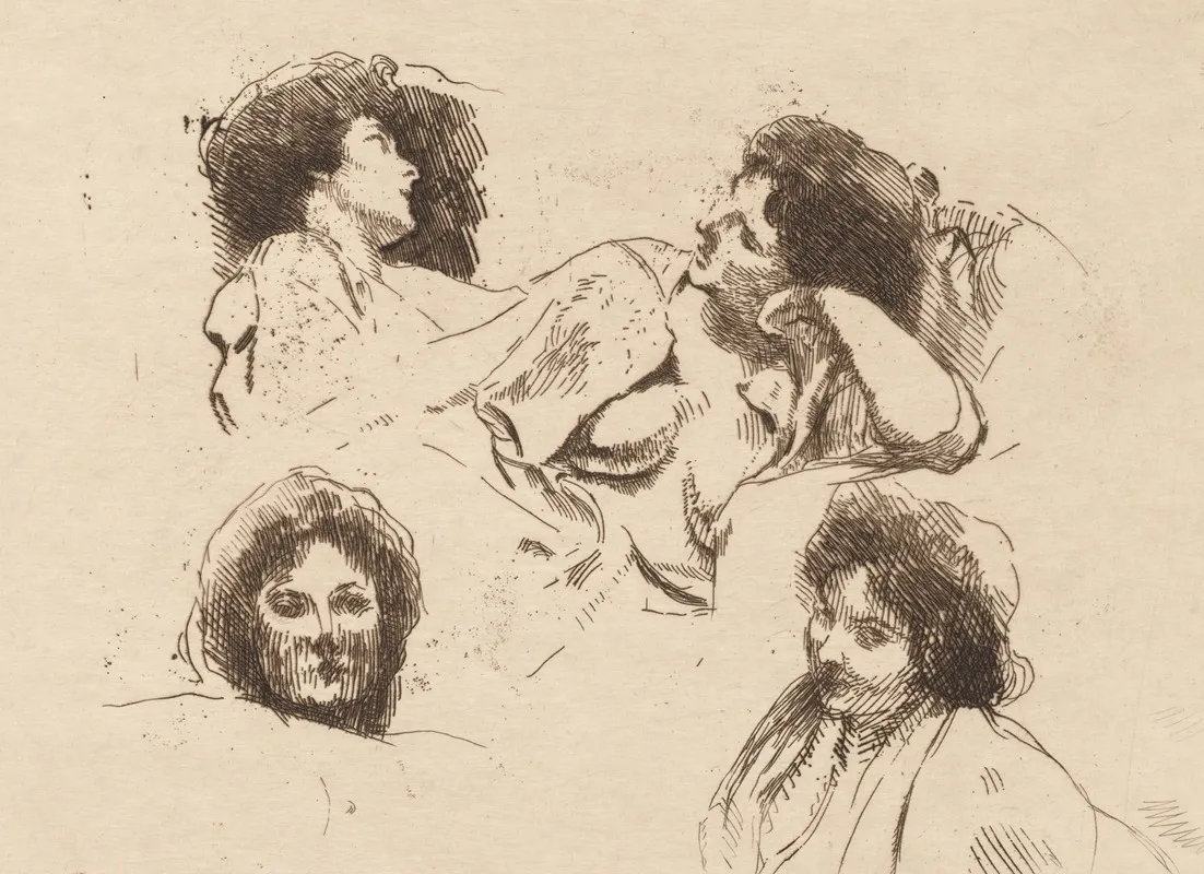 Four Heads Of Women Study For The Happy Island Quatre Tetes De Femmes Etude Pour Lile Heureuse