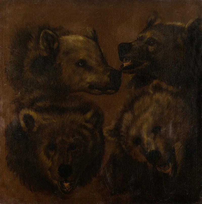 Four Lifesized Bears Heads