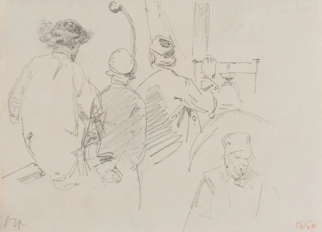 Four Men Aboard A Boat Wall Art by James Abbott McNeill Whistler - High-Resolution Digital Print