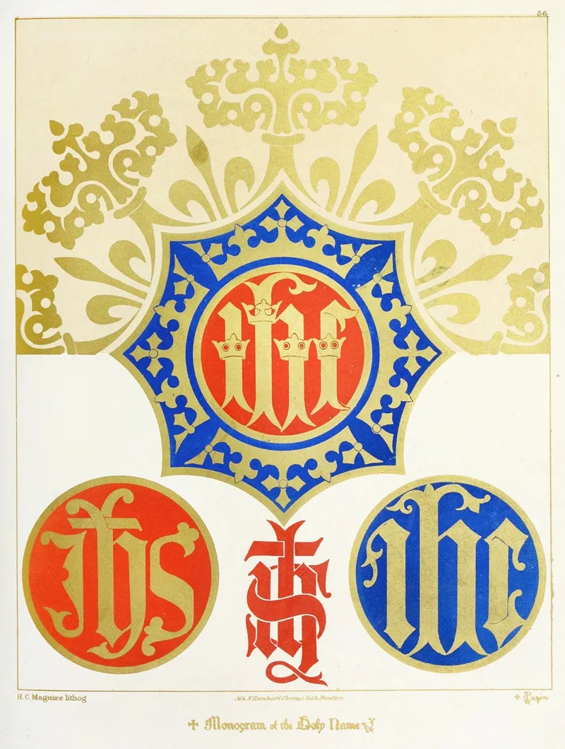 Four Monograms Of The Holy Name Wall Art by Augustus Pugin - High-Resolution Digital Print