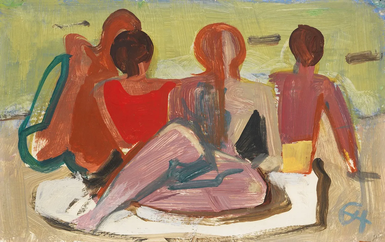 Four On The Beach Wall Art by Karl Hofer - High-Resolution Digital Print