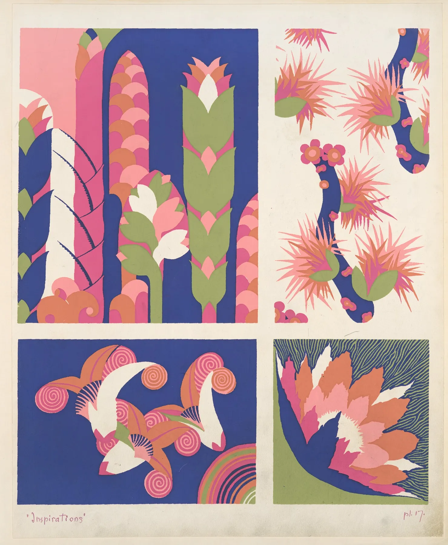 Four Plant Form Compositions 4 Wall Art by André Durenceau - High-Resolution Digital Print