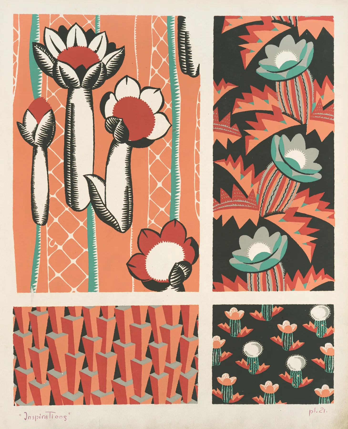 Four Plant Form Compositions 5 Wall Art by André Durenceau - High-Resolution Digital Print