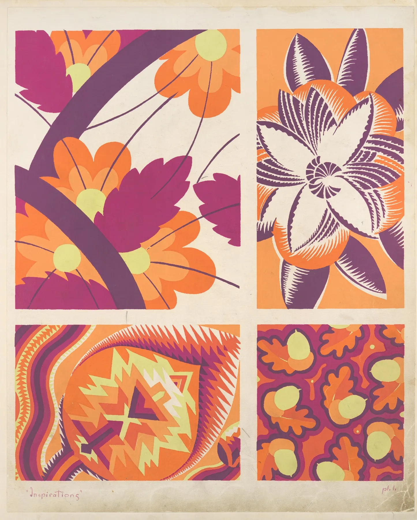 Four Plant Form Compositions Wall Art by André Durenceau - High-Resolution Digital Print