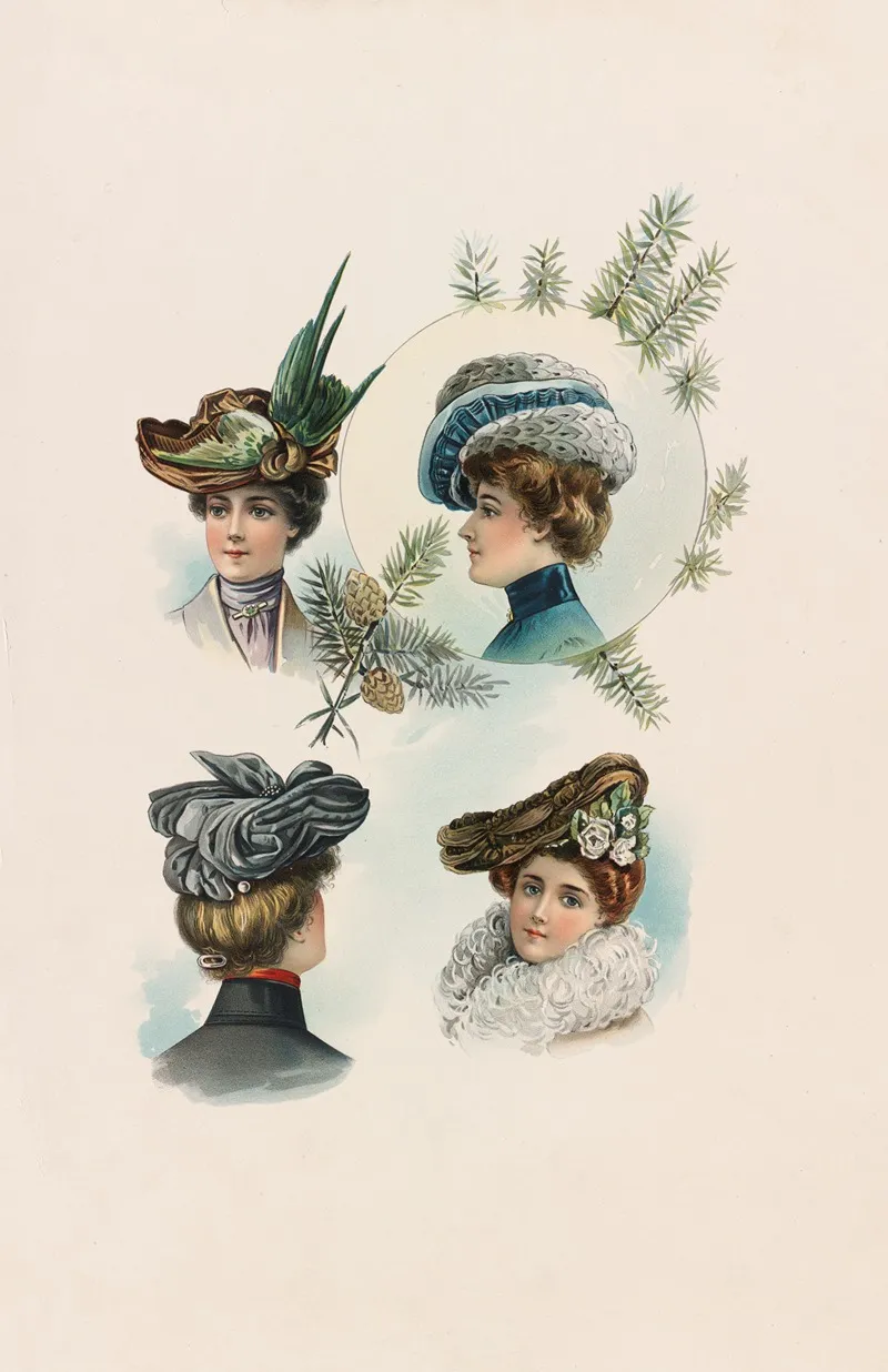 Four Portraits Of Women In Hats