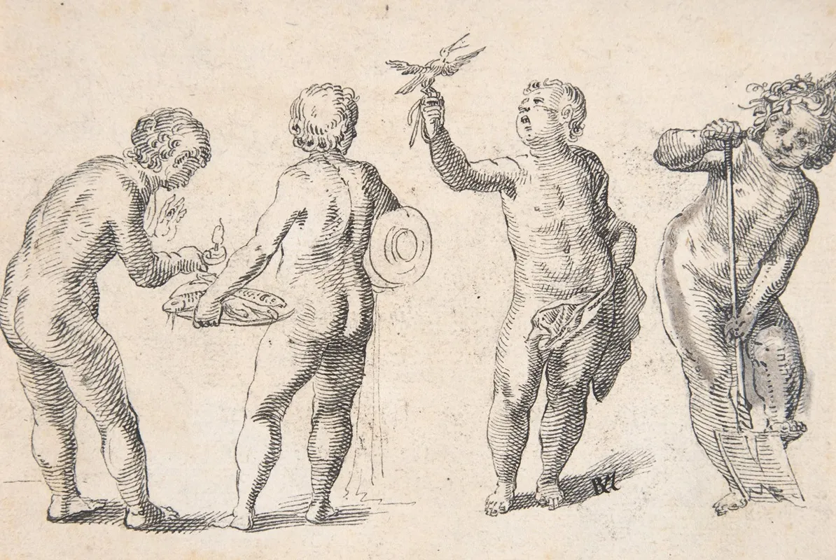 Four Putti Representing The Four Elements Wall Art by Rudolf Meyer - High-Resolution Digital Print