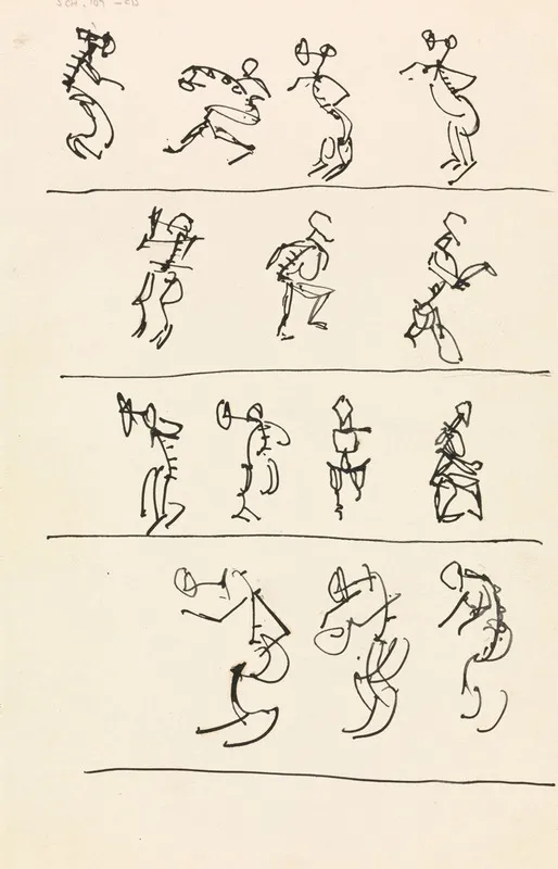 Four Registers Of Fourteen Dancing Figures