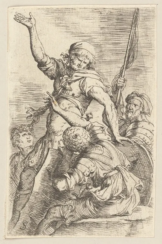 Four Soldiers One With Flag Wall Art by Salvator Rosa - High-Resolution Digital Print