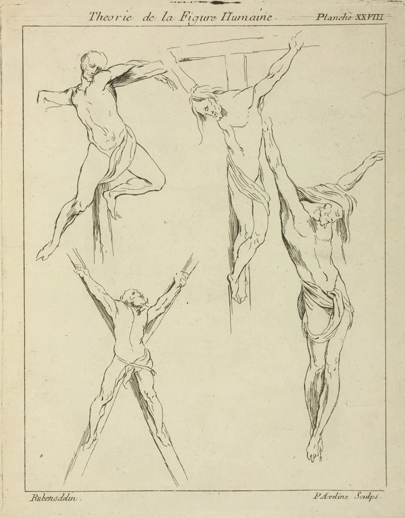 Four Studies Of Crucified Figures Wall Art by Peter Paul Rubens - High-Resolution Digital Print