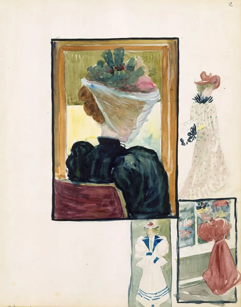 Four Vignettes Of Fashionably Dressed Women Wall Art by Maurice Prendergast - High-Resolution Digital Print