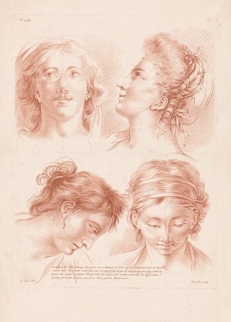 Four Womens Heads In Different Poses Wall Art by Louis-François Roubiliac - High-Resolution Digital Print