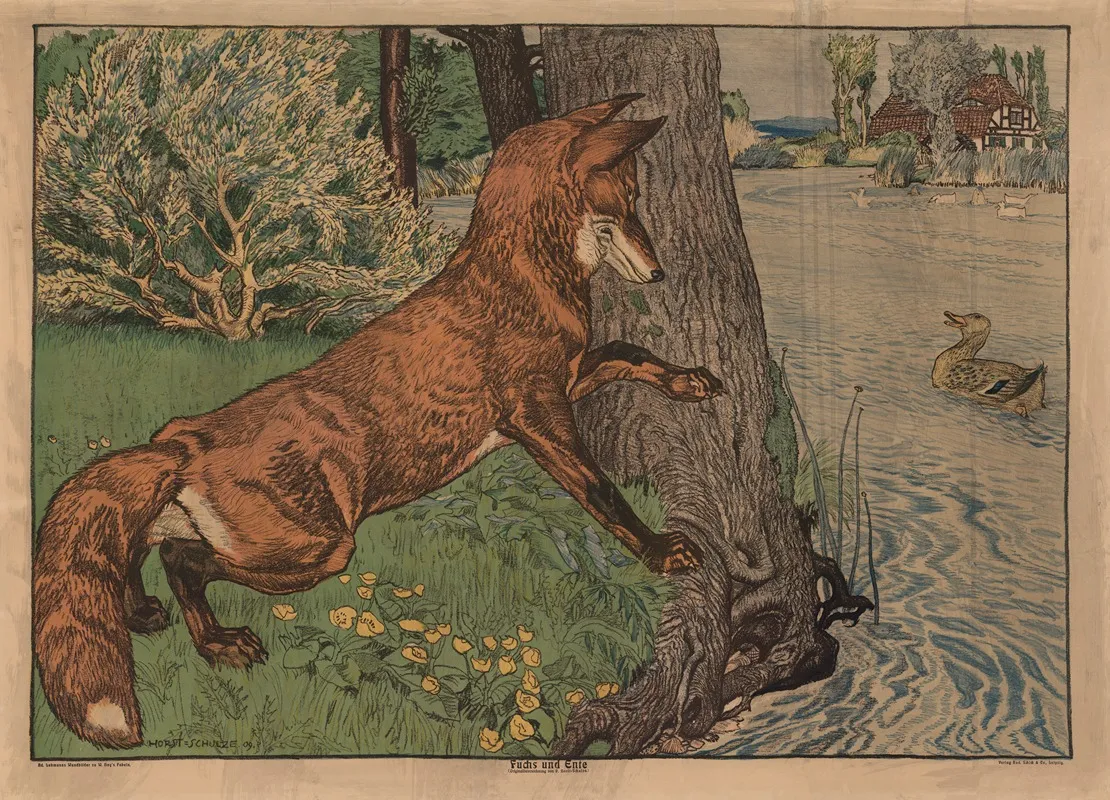 Fox And Ducks Wall Art by Paul Horst-Schulze - High-Resolution Digital Print