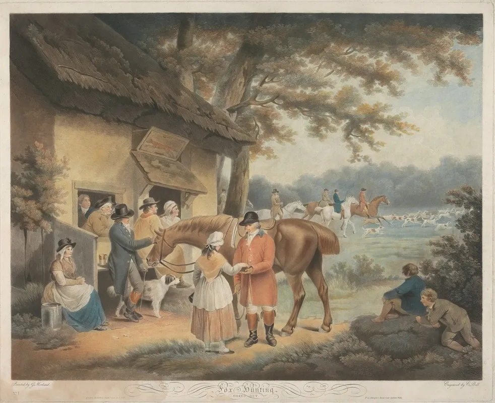 Fox Hunting 1 Going Out After George Morland Wall Art by Edward Bell - High-Resolution Digital Print