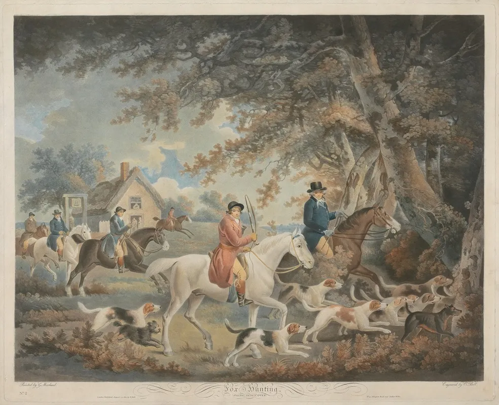 Fox Hunting 2 Going Into Cover After George Morland Wall Art by Edward Bell - High-Resolution Digital Print