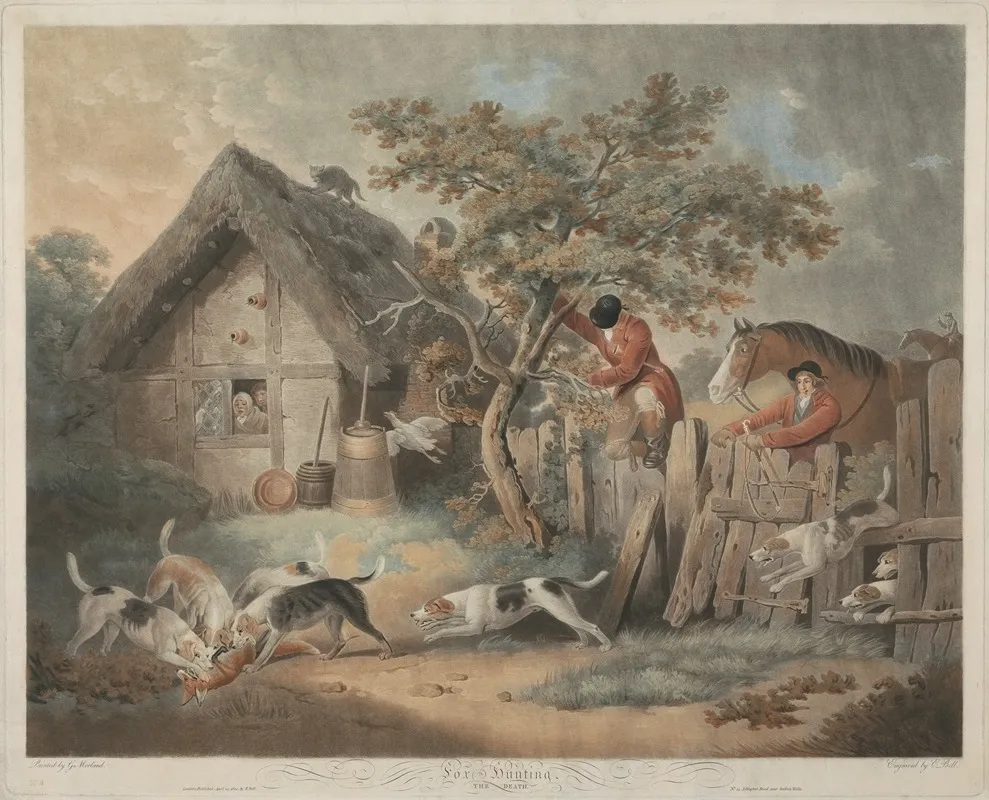 Fox Hunting 4 The Death After George Morland Wall Art by Edward Bell - High-Resolution Digital Print