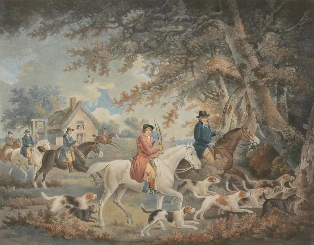 Fox Hunting Going Into Cover Wall Art by George Morland - High-Resolution Digital Print