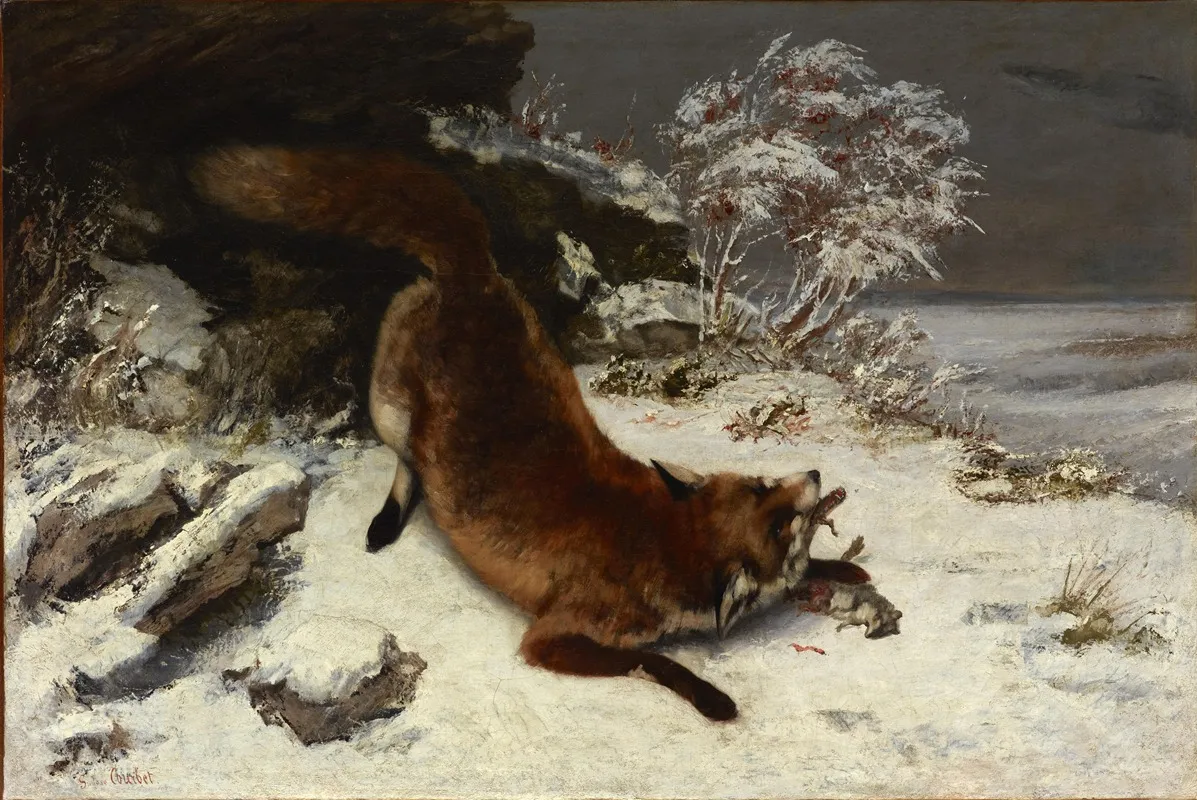 Fox In The Snow Wall Art by Gustave Courbet - High-Resolution Digital Print