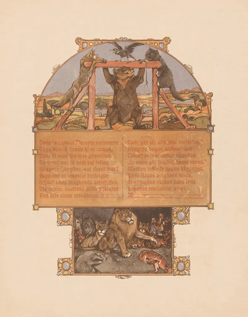 Fox Reinaert Bear Bruun Cat Tybeert And Raven Tiecelijn At The Gallows