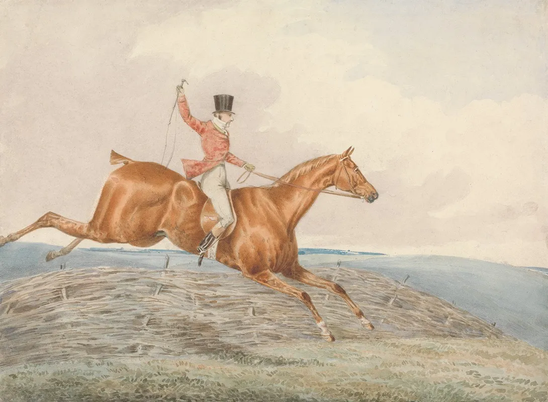 Foxhunting Rider Taking A Fence Wall Art by George Alken - High-Resolution Digital Print