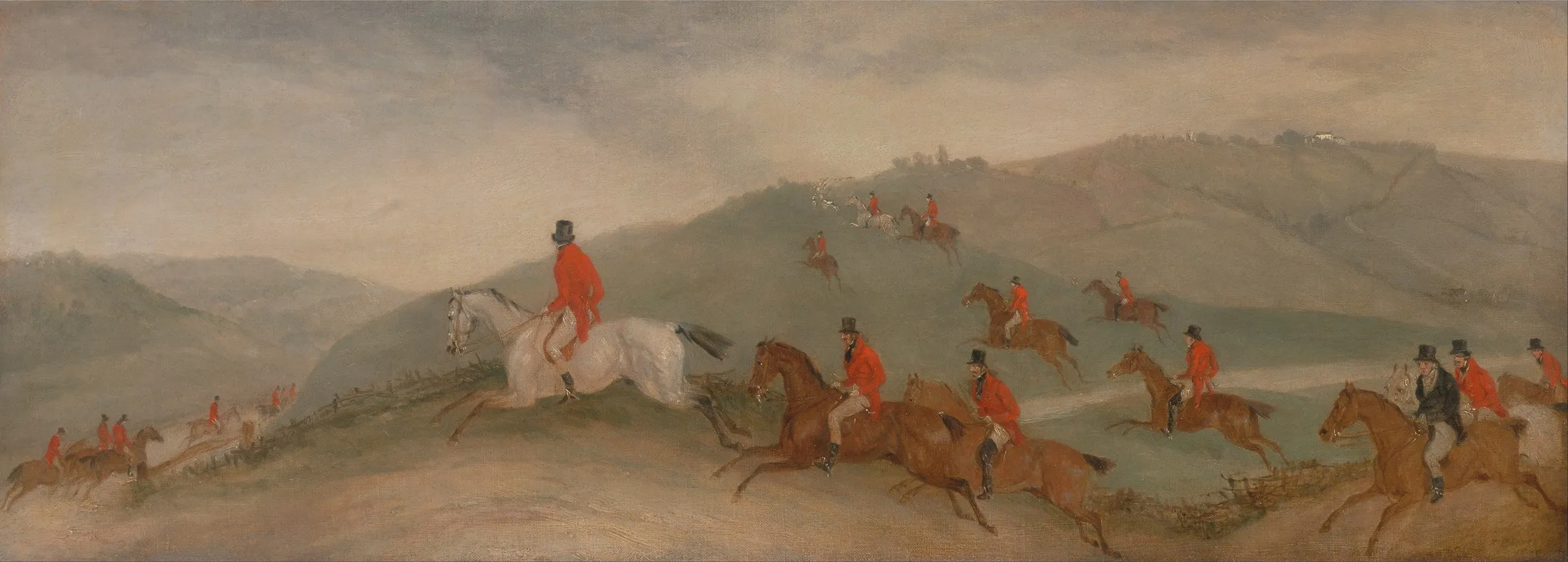 Foxhunting Road Riders Or Funkers Wall Art by Richard Barrett Davis - High-Resolution Digital Print