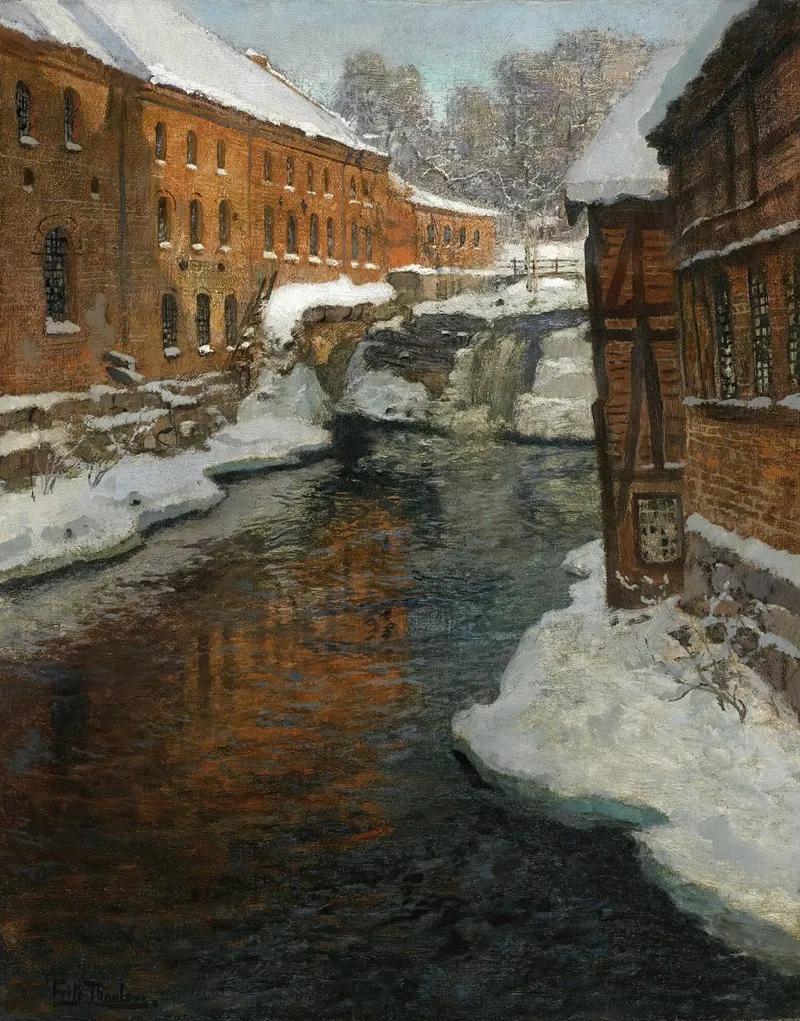 Fra Akerselven The Akerselven River In The Snow