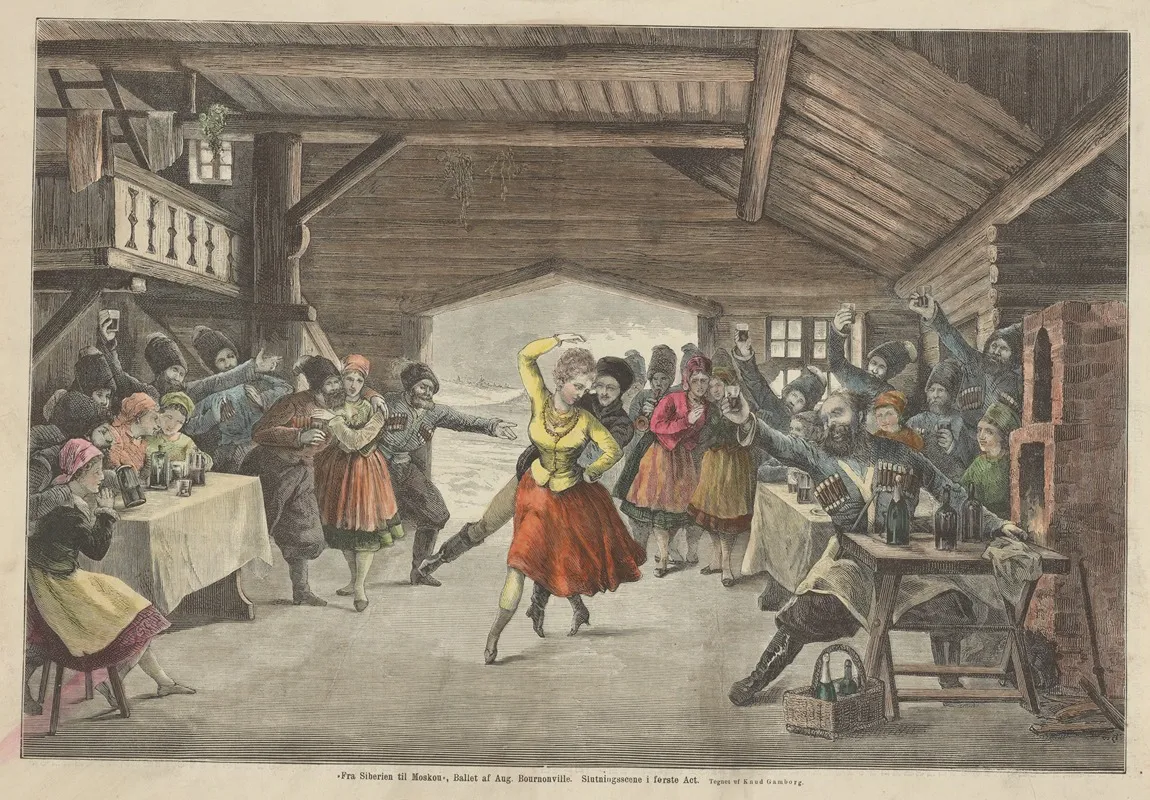 Fra Siberien Til Moskou Ballet Af Aug Bournonville Slutnings Scene I Forste Act Wall Art by Knud Gamborg - High-Resolution Digital Print