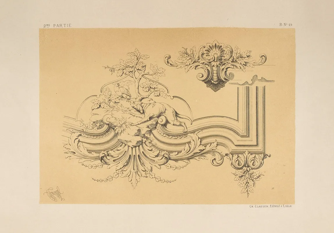 Fragment Dun Lambris Du Pavilion Rendez Vous De Chasse Dans La Foret De Dreux Wall Art by Michel Liénard - High-Resolution Digital Print