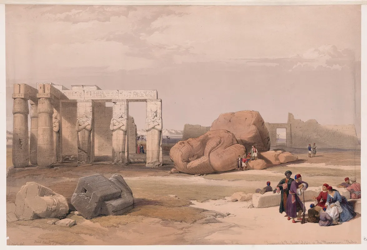 Fragment Of The Great Colossi At The Memnonium Thebes Wall Art by David Roberts - High-Resolution Digital Print