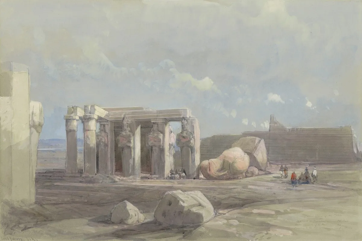 Fragments Of A Colossal Statue At The Memnonium Thebes 2 Wall Art by David Roberts - High-Resolution Digital Print