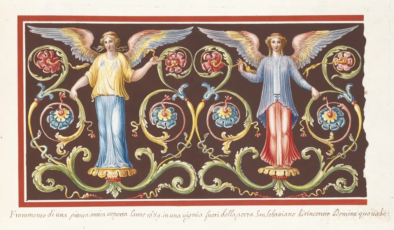 Frammento Di Una Pittura Antica Soperto Lanno 1689 In Una Vigina Fuori Della Porta San Sebastiano Dirincontro Domine Quo Vadis Wall Art by Pierre-Jean Mariette - High-Resolution Digital Print