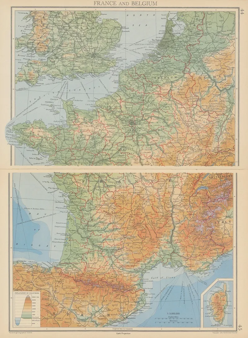 France And Belgium Wall Art by John George Bartholomew - High-Resolution Digital Print