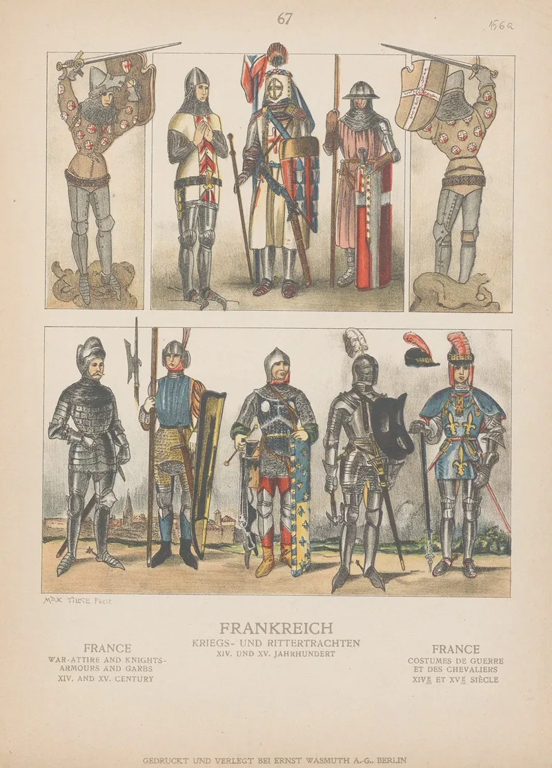 France War Attire And Knights Armours And Garbs Xiv And Xv Century Wall Art by Adolf Rosenberg - High-Resolution Digital Print