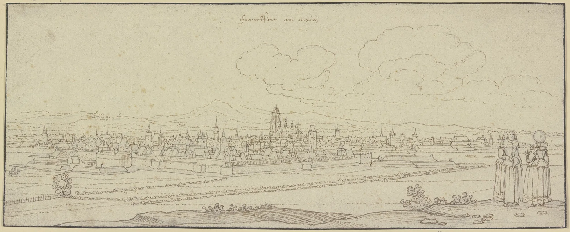 Frankfurt Am Main Von Der Sudseite Gesehen Rechts Im Vordergrund Zwei Damen
