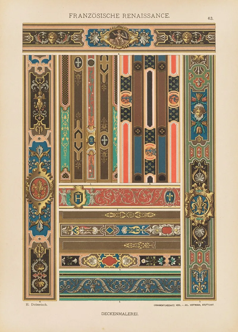 Franzosische Renaissance Deckenmalerei Wall Art by Heinrich Dolmetsch - High-Resolution Digital Print