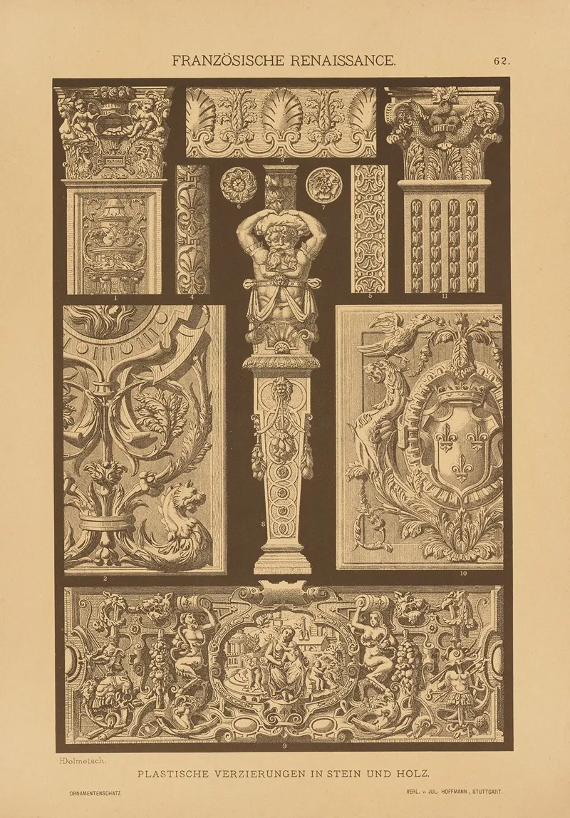 Franzosische Renaissance Plastische Verzierungen In Stein Und Holz Wall Art by Heinrich Dolmetsch - High-Resolution Digital Print
