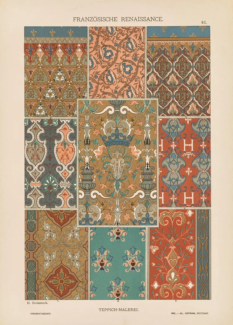 Franzosische Renaissance Teppich Malerei Wall Art by Heinrich Dolmetsch - High-Resolution Digital Print