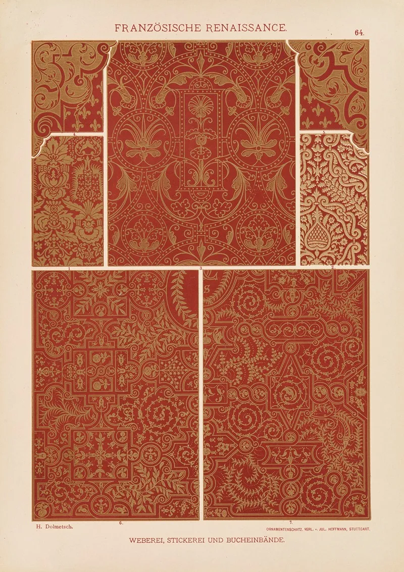 Franzosische Renaissance Weberei Stickerei Und Bucheinbande Wall Art by Heinrich Dolmetsch - High-Resolution Digital Print