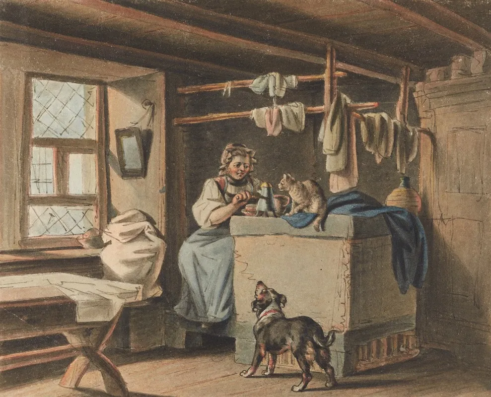 Frau Beim Kaffeekochen Wall Art by Gottfried Mind - High-Resolution Digital Print
