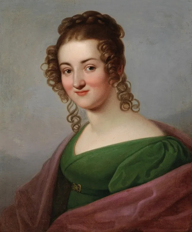 Frau Bertha Schroeter Daughter Of Postmaster Mittag Dresden Wall Art by Franz Gerhard von Kügelgen Circle - High-Resolution Digital Print