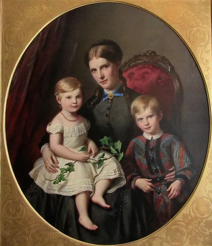 Frau Fehling Mit Ihren Kindern Wall Art by Louis Asher - High-Resolution Digital Print