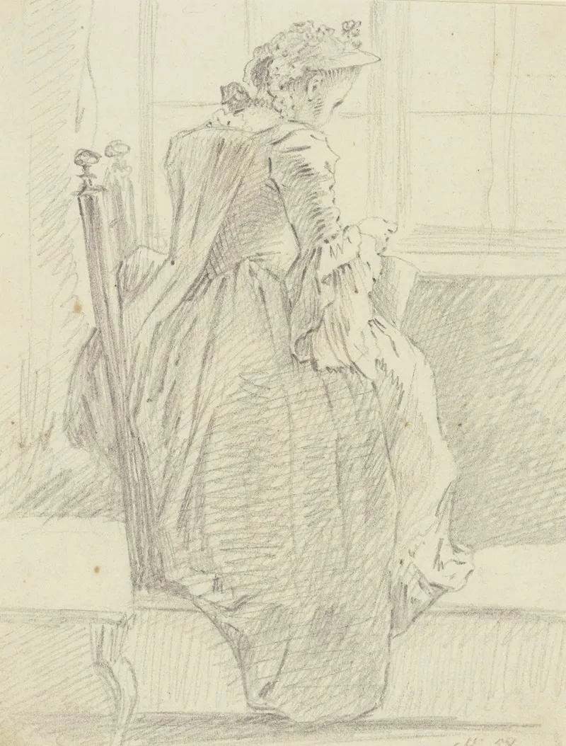 Frau Mit Handarbeit Am Fenster