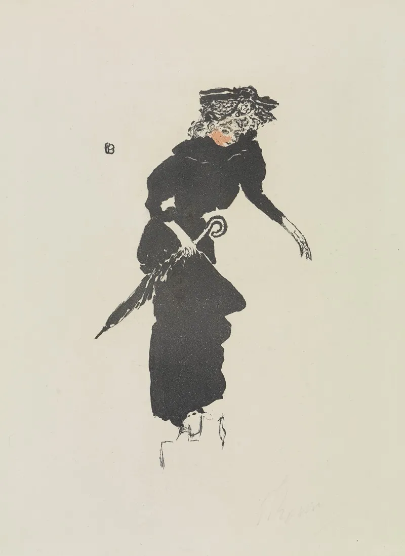 Frau Mit Regenschirm Femme Au Parapluie