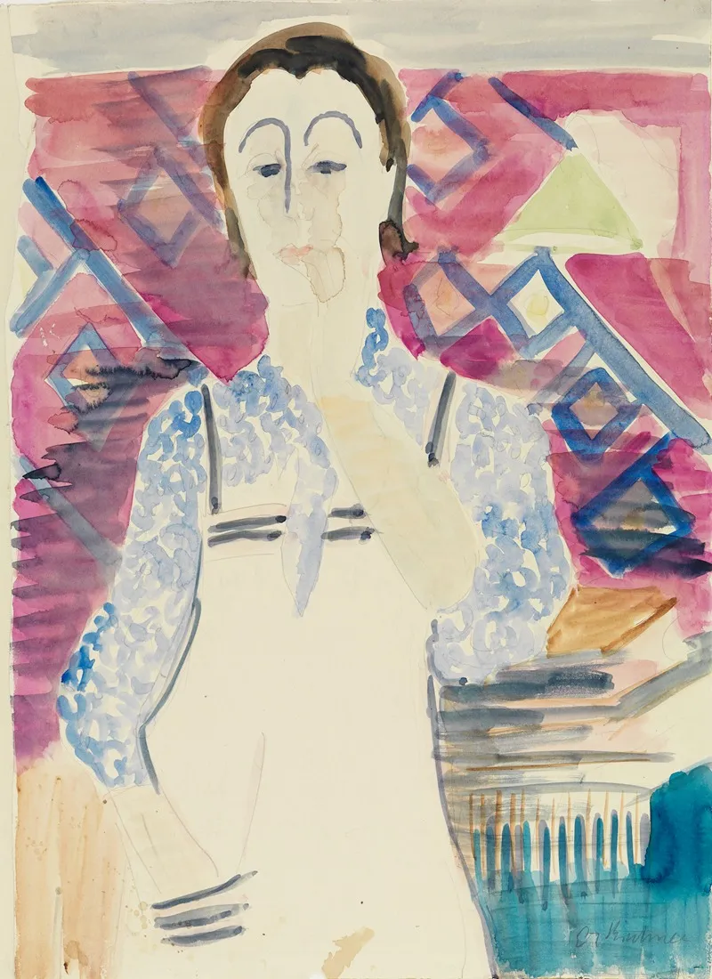 Frau Mit Schurze Erna Kirchner Wall Art by Ernst Ludwig Kirchner - High-Resolution Digital Print