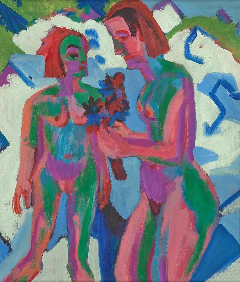 Frau Und Madchen Nackt Im Schnee Wall Art by Ernst Ludwig Kirchner - High-Resolution Digital Print