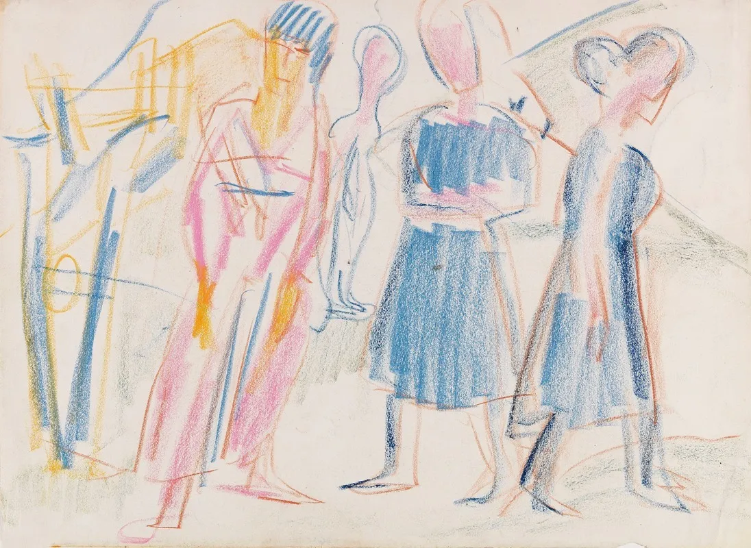 Frauen In Landschaft Wall Art by Ernst Ludwig Kirchner - High-Resolution Digital Print